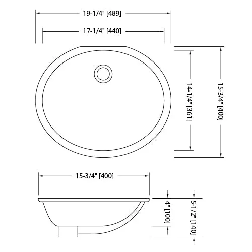 17×14 Porcelain Undermount Oval Lavatory Sink