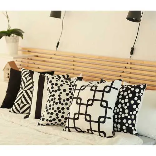 18"x18" Black Stripes Geometric Decorative Throw Pillow Cover