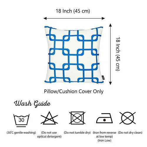 18"x18" Blue Geometric Squares Decorative Throw Pillow Cover