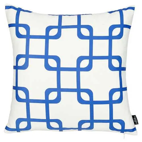 18"x18" Blue Geometric Squares Decorative Throw Pillow Cover