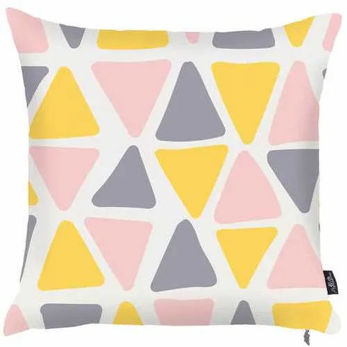 18"x18" Colored Scandi Square Geo Decorative Throw Pillow Cover