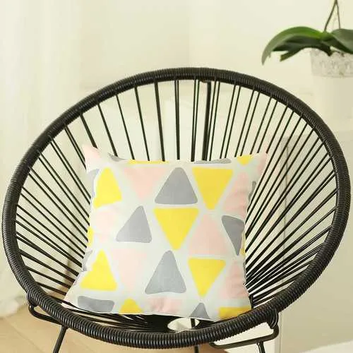 18"x18" Colored Scandi Square Geo Decorative Throw Pillow Cover