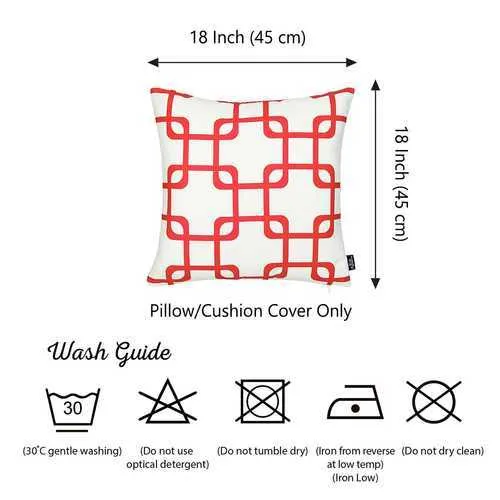 18"x18" Red Geometric Squares Decorative Throw Pillow Cover Printed