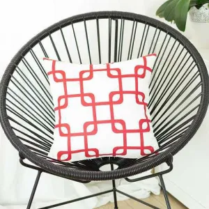 18"x18" Red Geometric Squares Decorative Throw Pillow Cover Printed