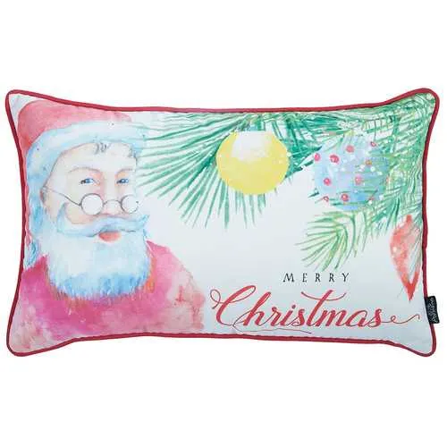 20"x12" Christmas Santa Printed Decorative Throw Pillow Cover