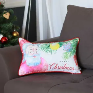 20"x12" Christmas Santa Printed Decorative Throw Pillow Cover