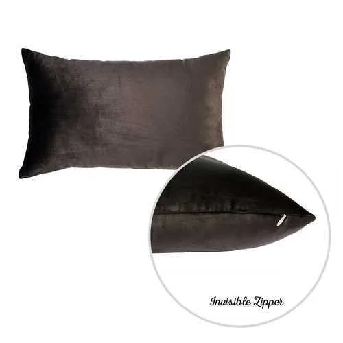 21"x 14" Brown Velvet Carob Decorative Throw Pillow Cover 2 Pcs in set