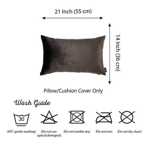 21"x 14" Brown Velvet Carob Decorative Throw Pillow Cover 2 Pcs in set