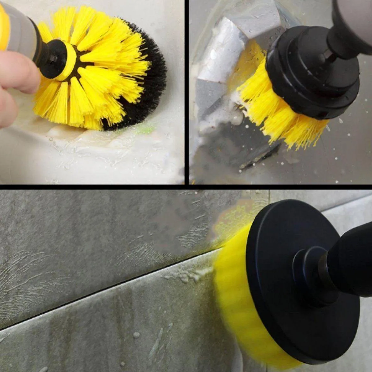 3Pcs/Set Drill Scrubber Brush All-Purpose Cleaner for Bathroom/Kitchen Surfaces