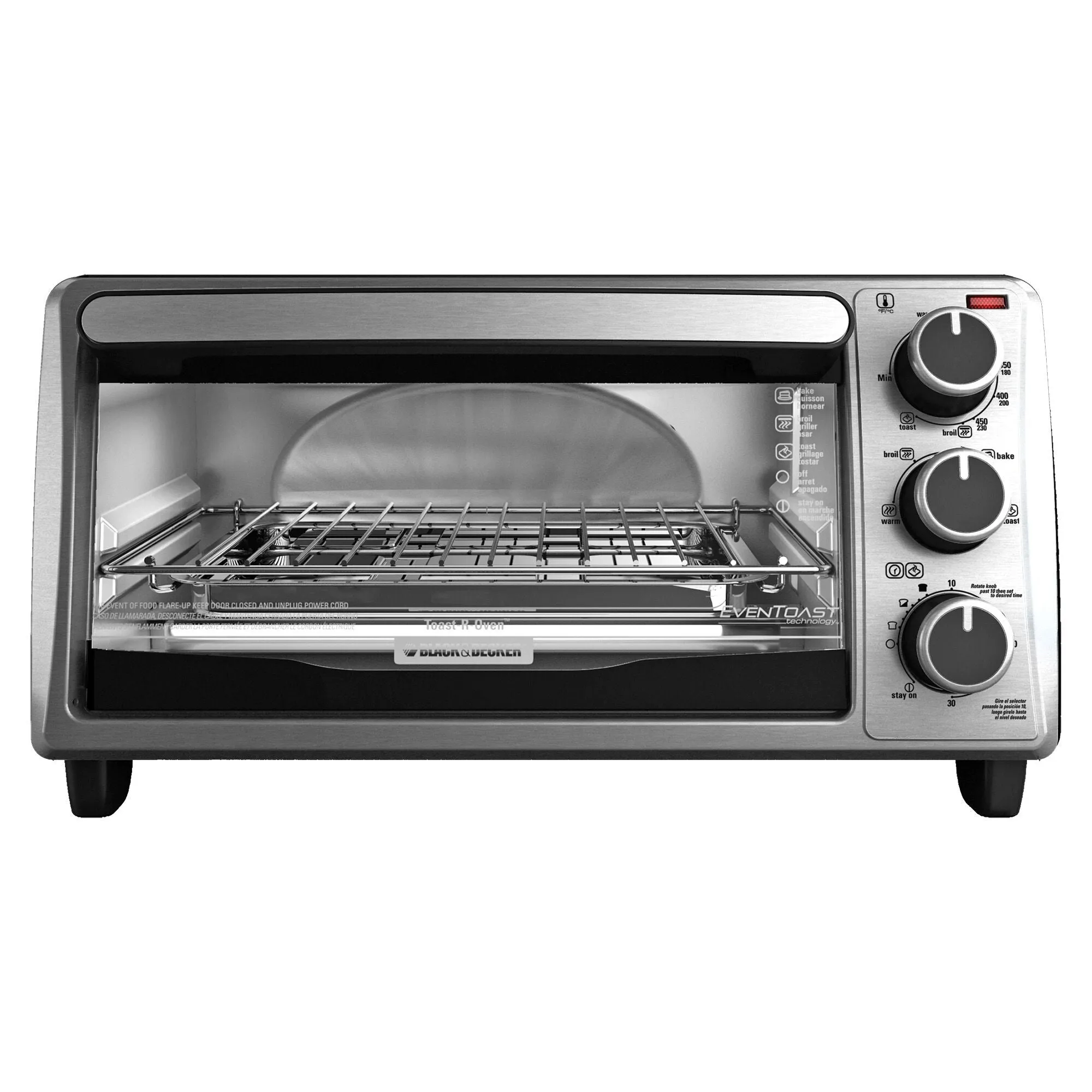 4-Slice Toaster Oven, Stainless Steel | Black