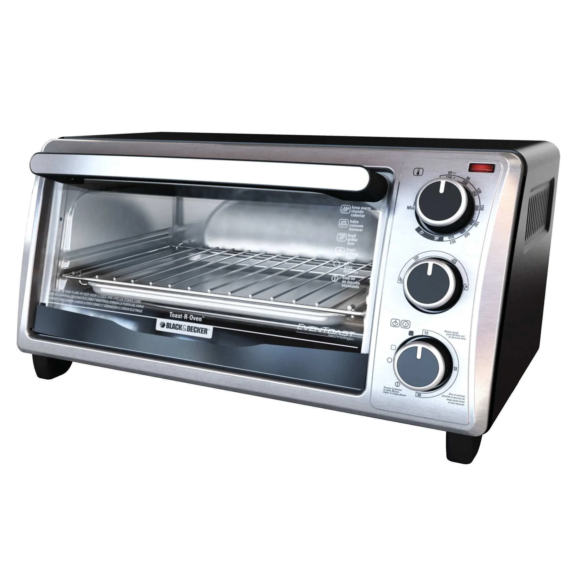 4-Slice Toaster Oven, Stainless Steel | Black