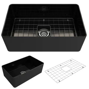 Aderci 30" x 18" x 10" Single-Basin Farmhouse Apron Front Kitchen Sink in Black