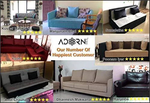 Adorn India Left Side Handle Straight Line L Shape Sofa (Camel Colour)