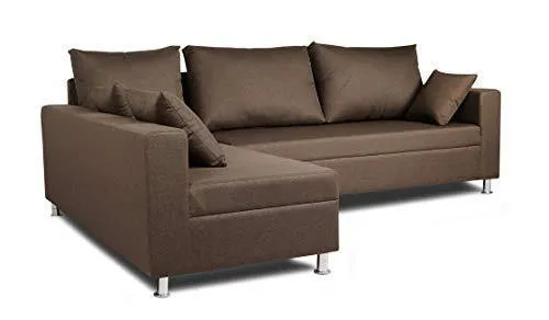 Adorn India Left Side Handle Straight Line L Shape Sofa (Camel Colour)