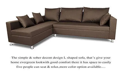 Adorn India Left Side Handle Straight Line L Shape Sofa (Camel Colour)