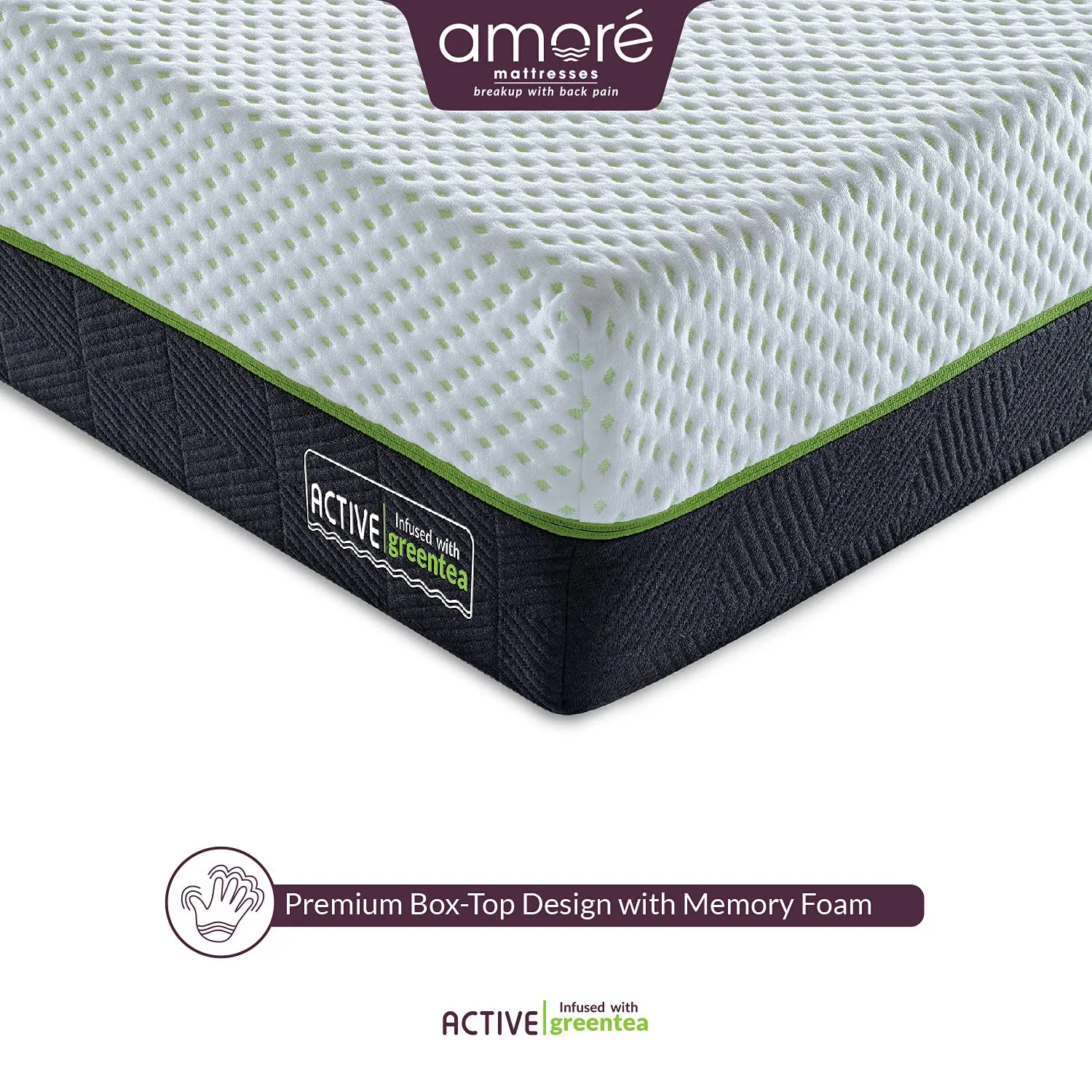 AMORE Active Orthopedic Memory Foam Mattress Infused with Green Tea Single Mattress(72x36x5)