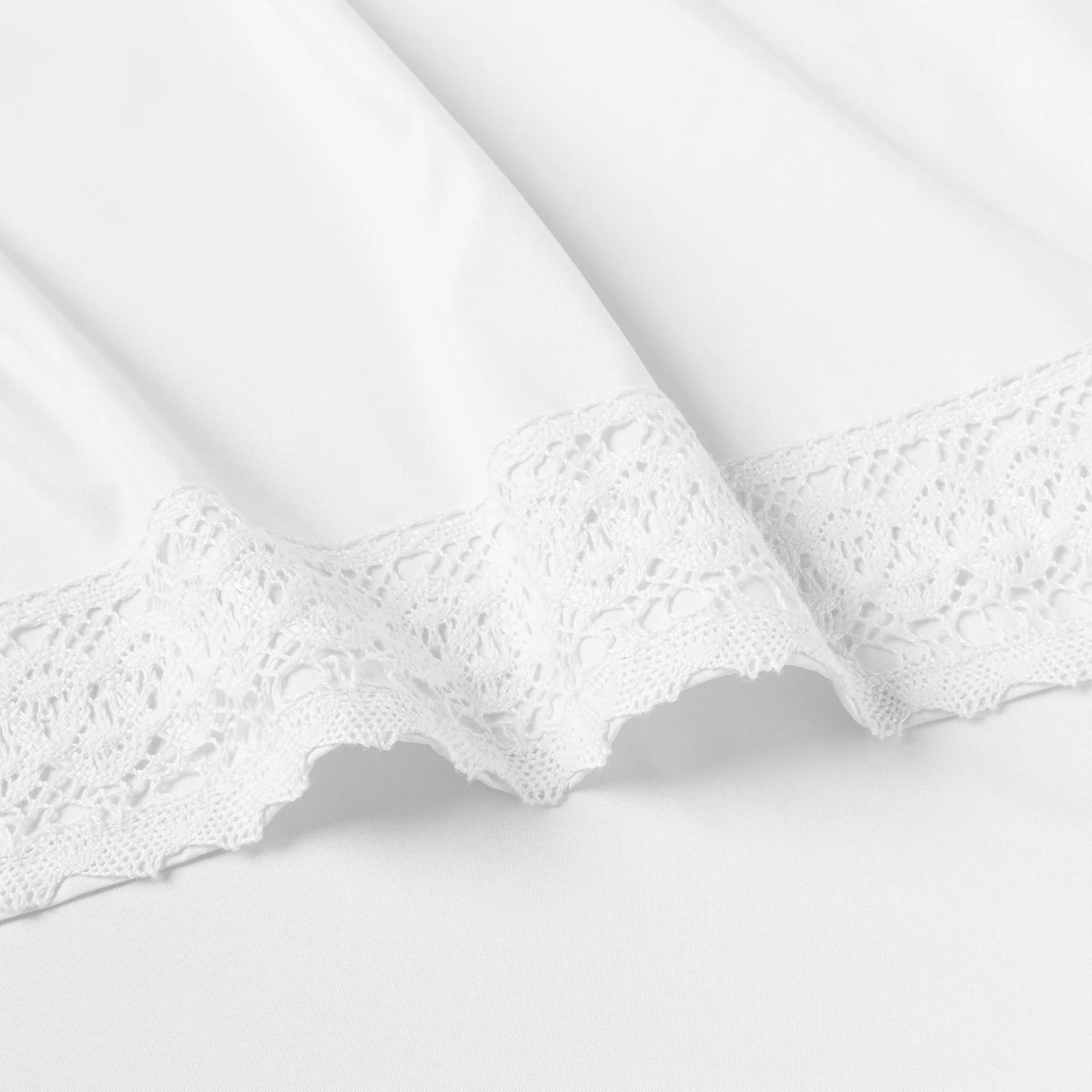 Amrapur Overseas 4-Piece Crochet Lace Bed Sheet Set, King, White