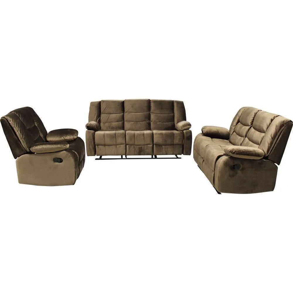 Ava 3 2 1 Fabric Recliner Set Dark Brown #B0222