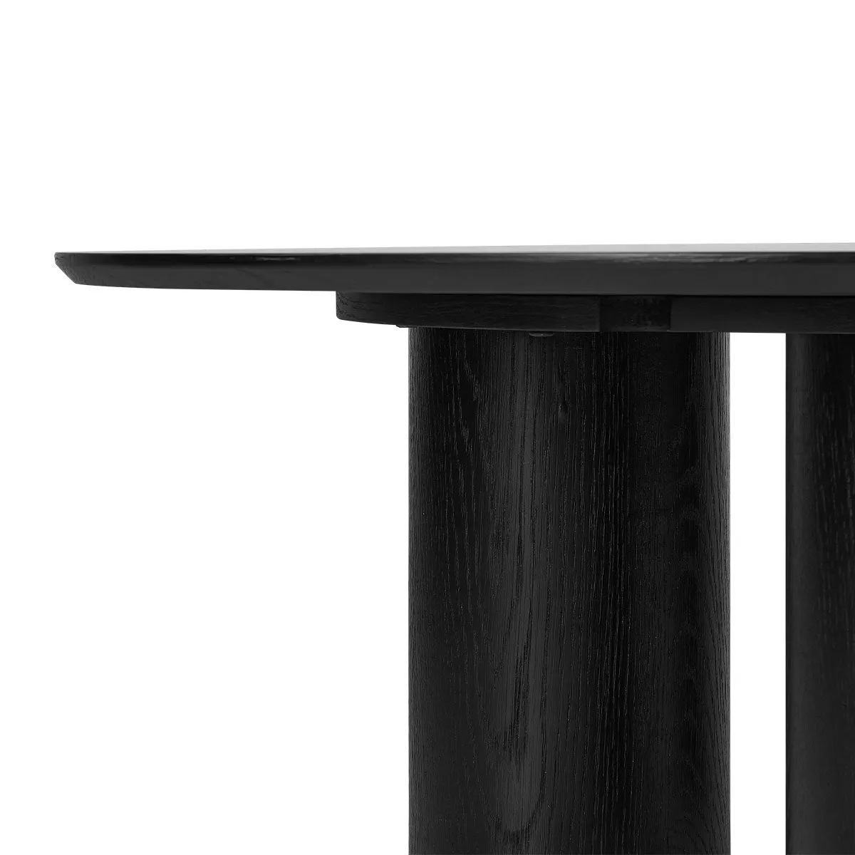 Baguette 40" Modern Black Oak Wood 3-Leg Round Coffee Table