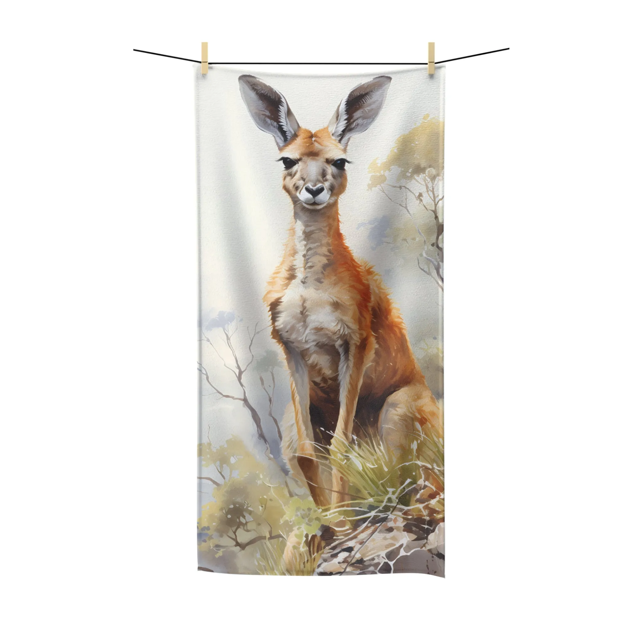 Beach Towel, Australian Animals, Kangaroo, Polycotton Towel