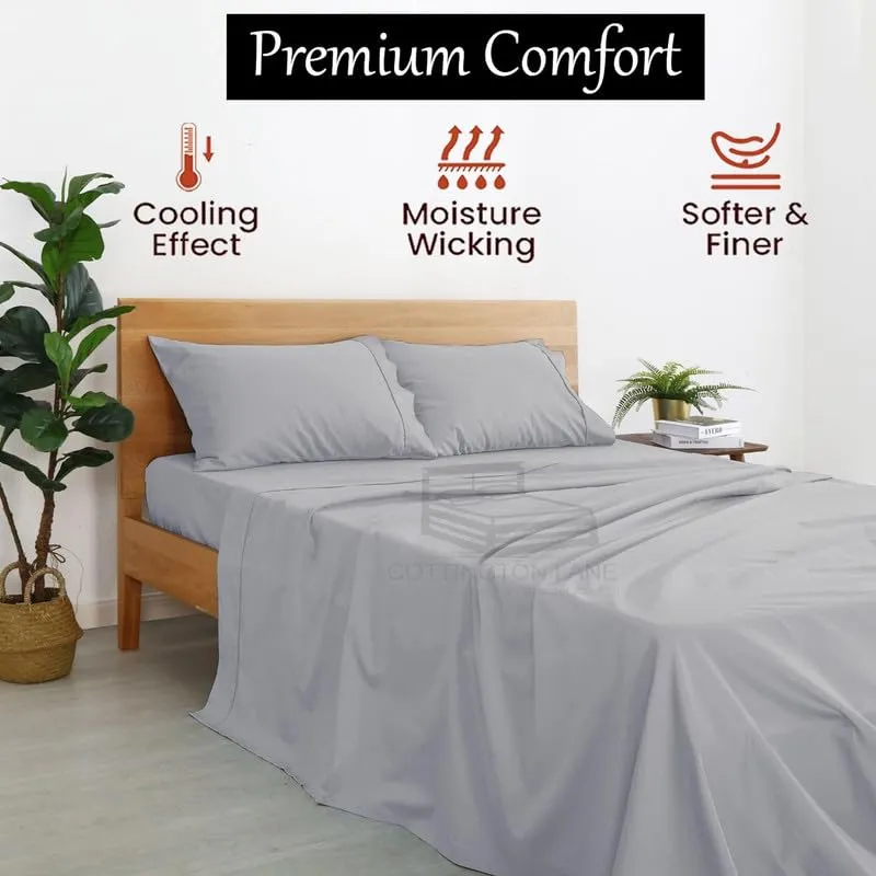 Bedsheet Microfiber With 2 Pillow Cover chadar - Soft and Breathable - Flat Sheet with Pillow Cases - Double Bedsheets with 2 Pillow Cases - Fade Resistance Wrinkle Free - Light Grey Double