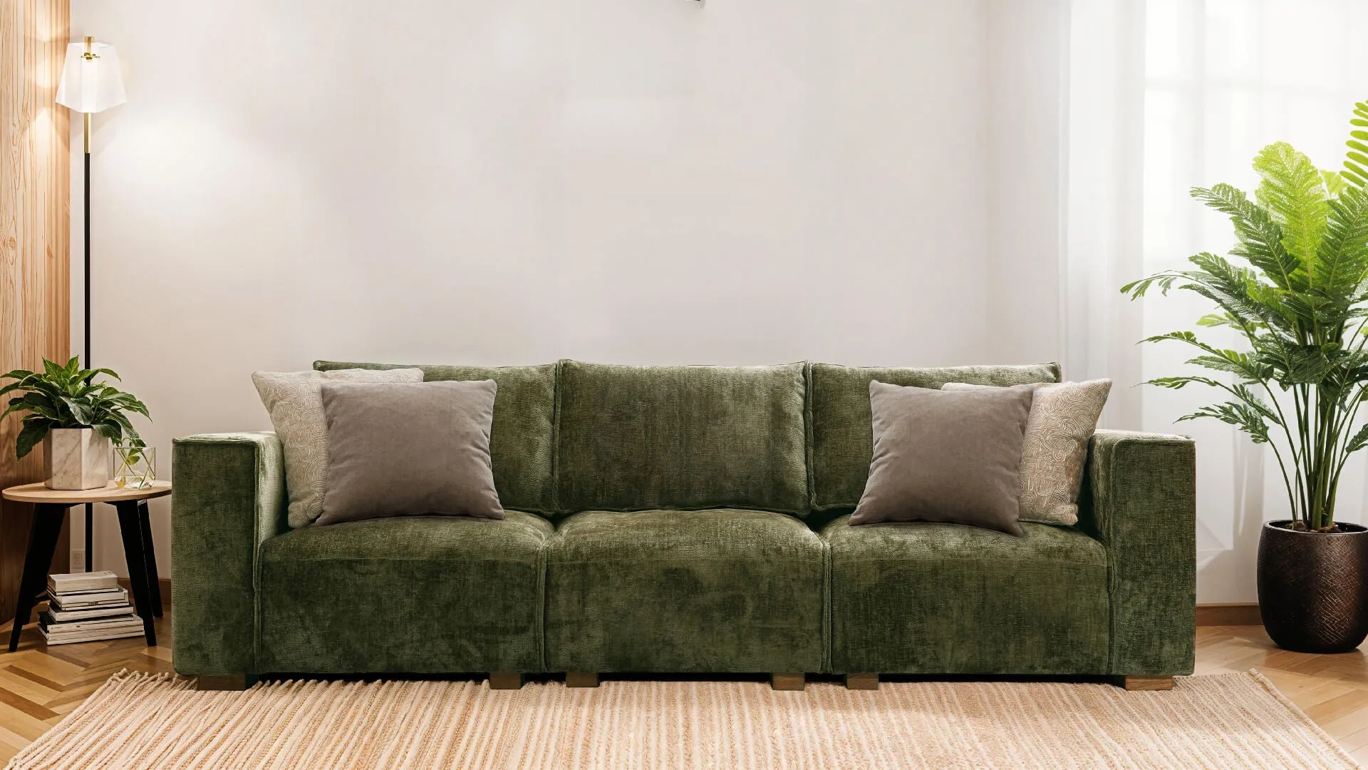 Bodhi Modular Corner Sofa Arm LHF Olive