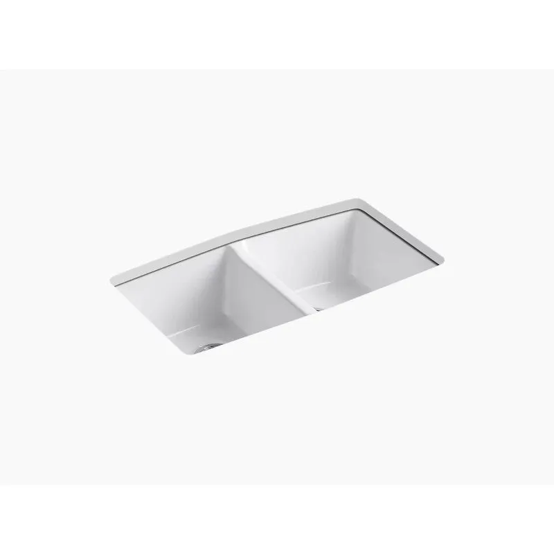 Brookfield 22" x 33" x 9.63" Enameled Cast Iron Double Basin Undermount Kitchen Sink in White