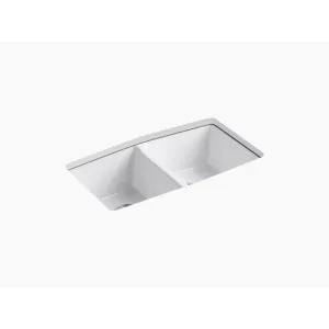 Brookfield 22" x 33" x 9.63" Enameled Cast Iron Double Basin Undermount Kitchen Sink in White