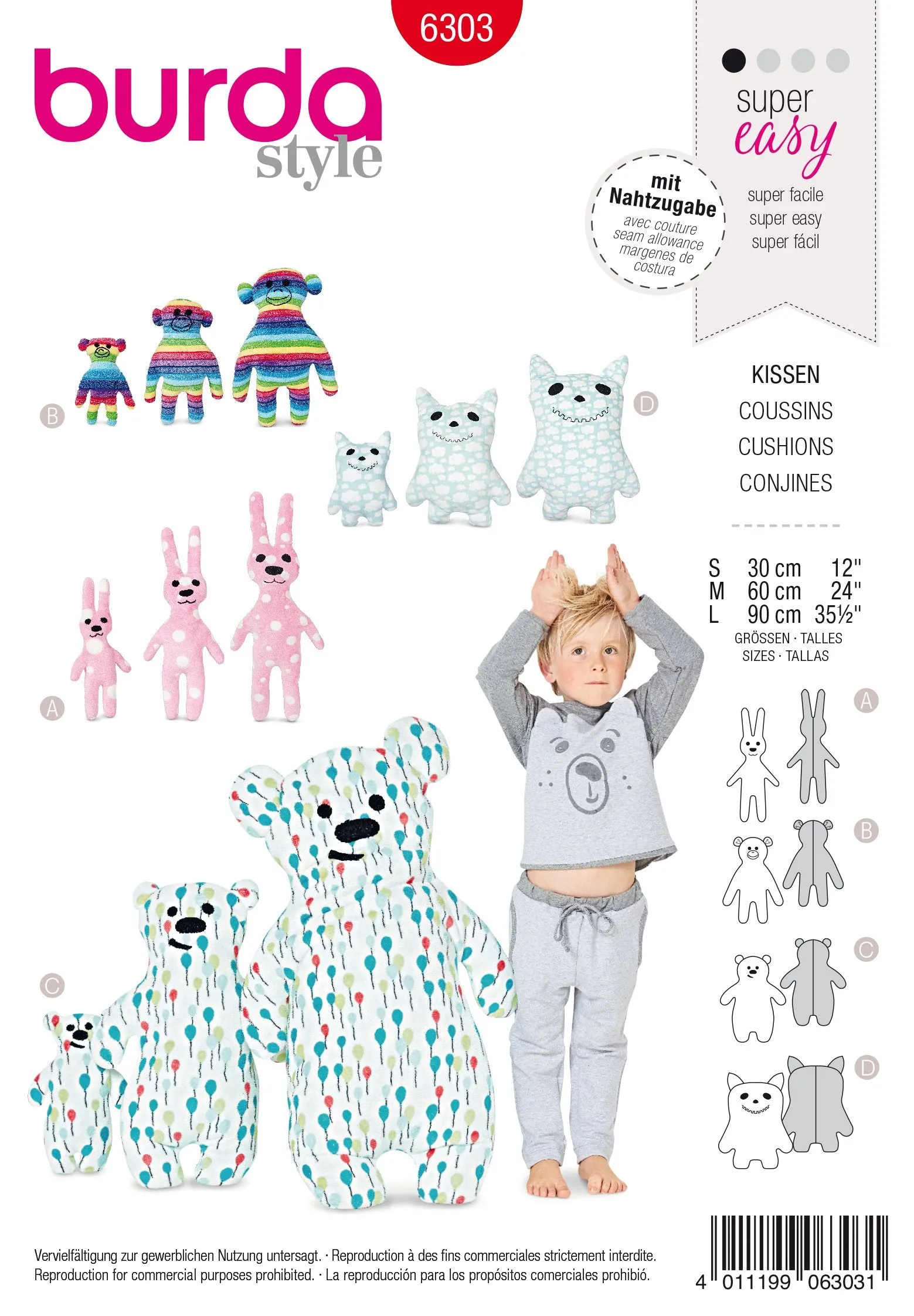 Burda 6303 Soft Toy Pillows sewing pattern