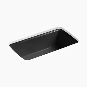 Cape Dory 22" x 33" x 9.63" Enameled Cast Iron Single-Basin Undermount Kitchen Sink in Black Black