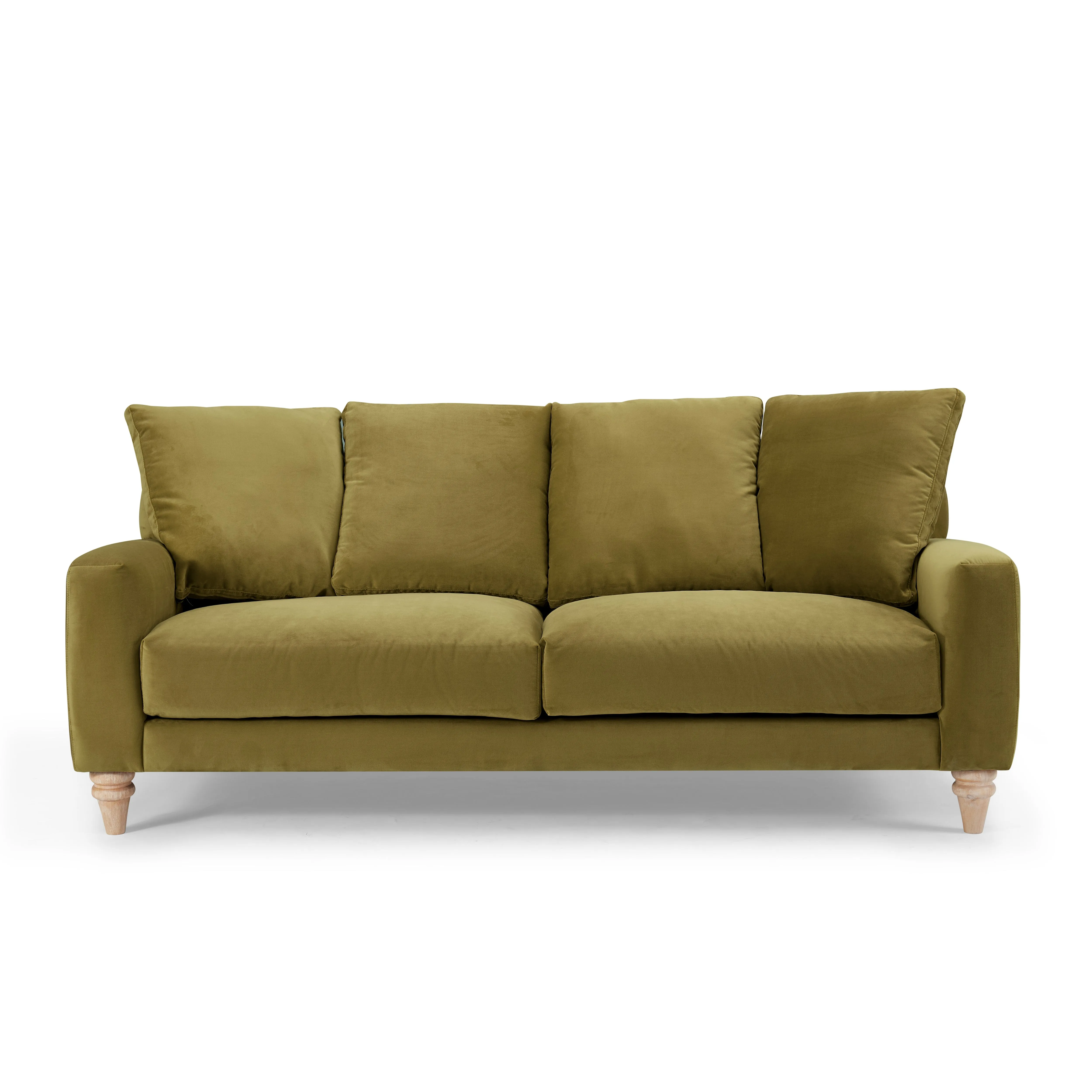 Covent 2 3 Seater Sofa Set With Scatter Back Cushions, Luxury Olive Green Velvet