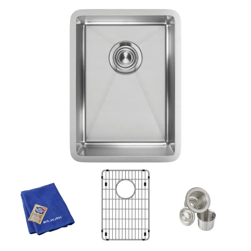 Crosstown 18.5" x 13.5" x 9" Stainless Steel Single-Basin Undermount Bar Sink Kit