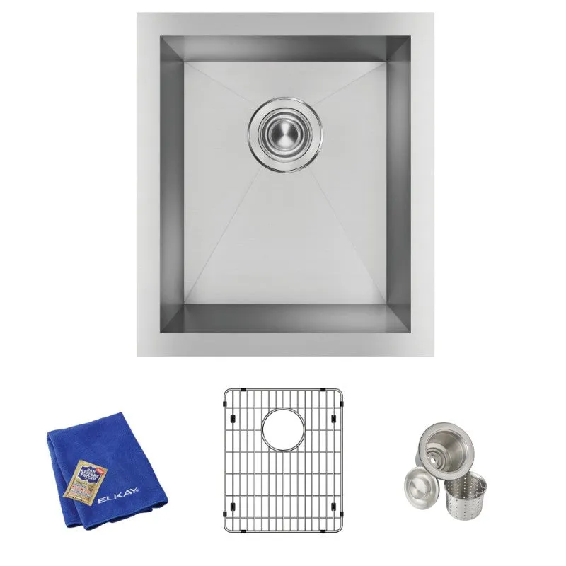 Crosstown 18.5" x 16" x 10" Stainless Steel Single-Basin Undermount Kitchen Sink Kit