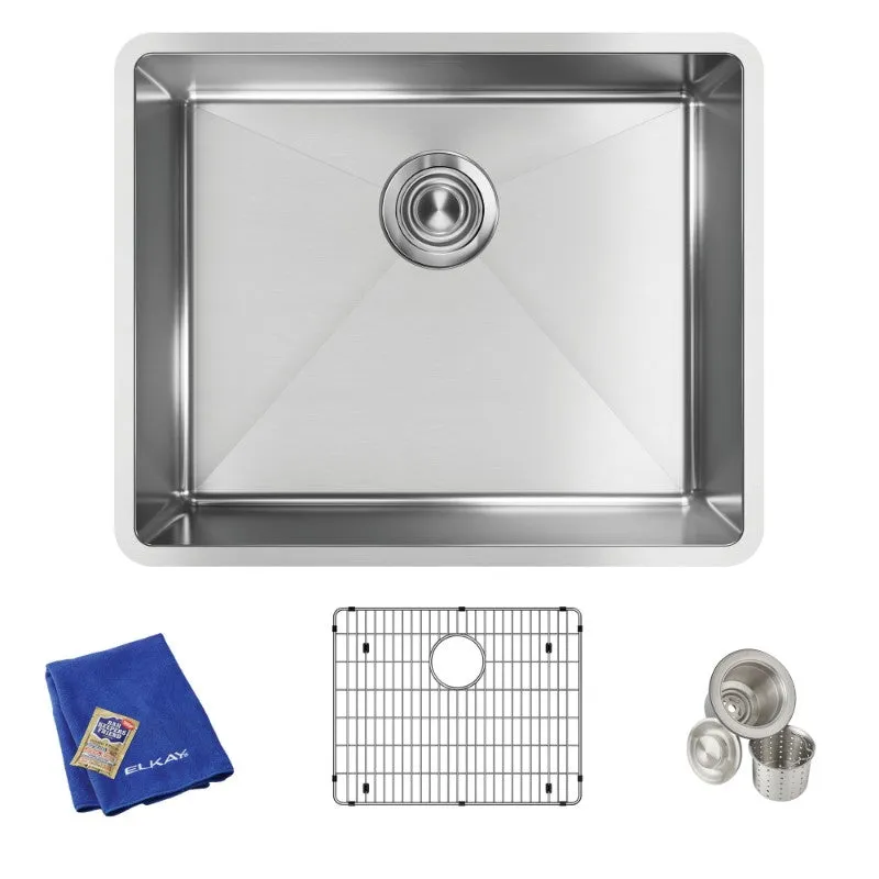 Crosstown 18.5" x 22.5" x 9" Stainless Steel Single-Basin Undermount Kitchen Sink Kit