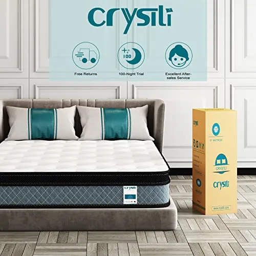 Crystli Full Mattress, 10 Inch Memory Foam Mattress with Innerspring Hybrid Mattress in a Box Pressure Relief & Supportive Full Size Mattress 100-Night Trial 10-Year Support