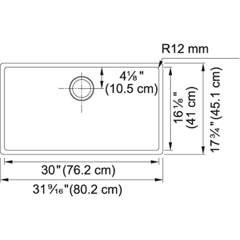 Cube 31.56" Stainless Steel Single Basin Kitchen Sink with 36" Minimum Cabinet Length