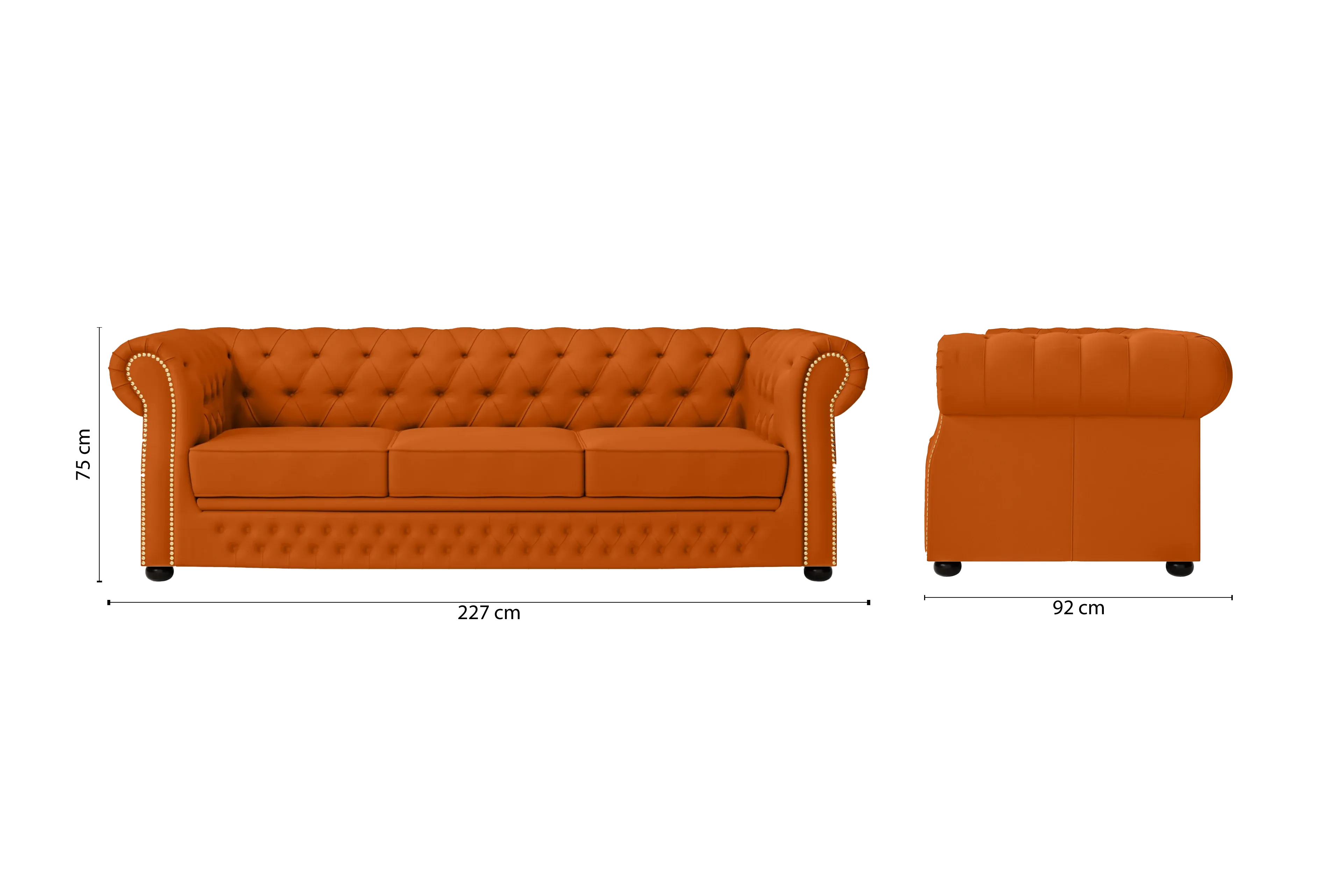 Cuneo 3 Seater Sofa Orange Leather