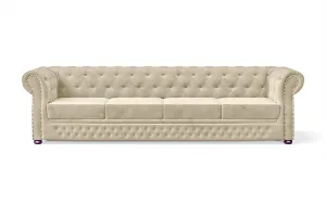 Cuneo 4 Seater Sofa Cream Velvet