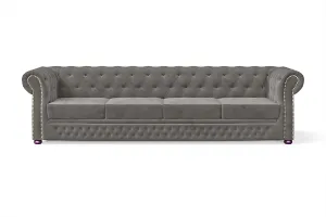 Cuneo 4 Seater Sofa Grey Velvet