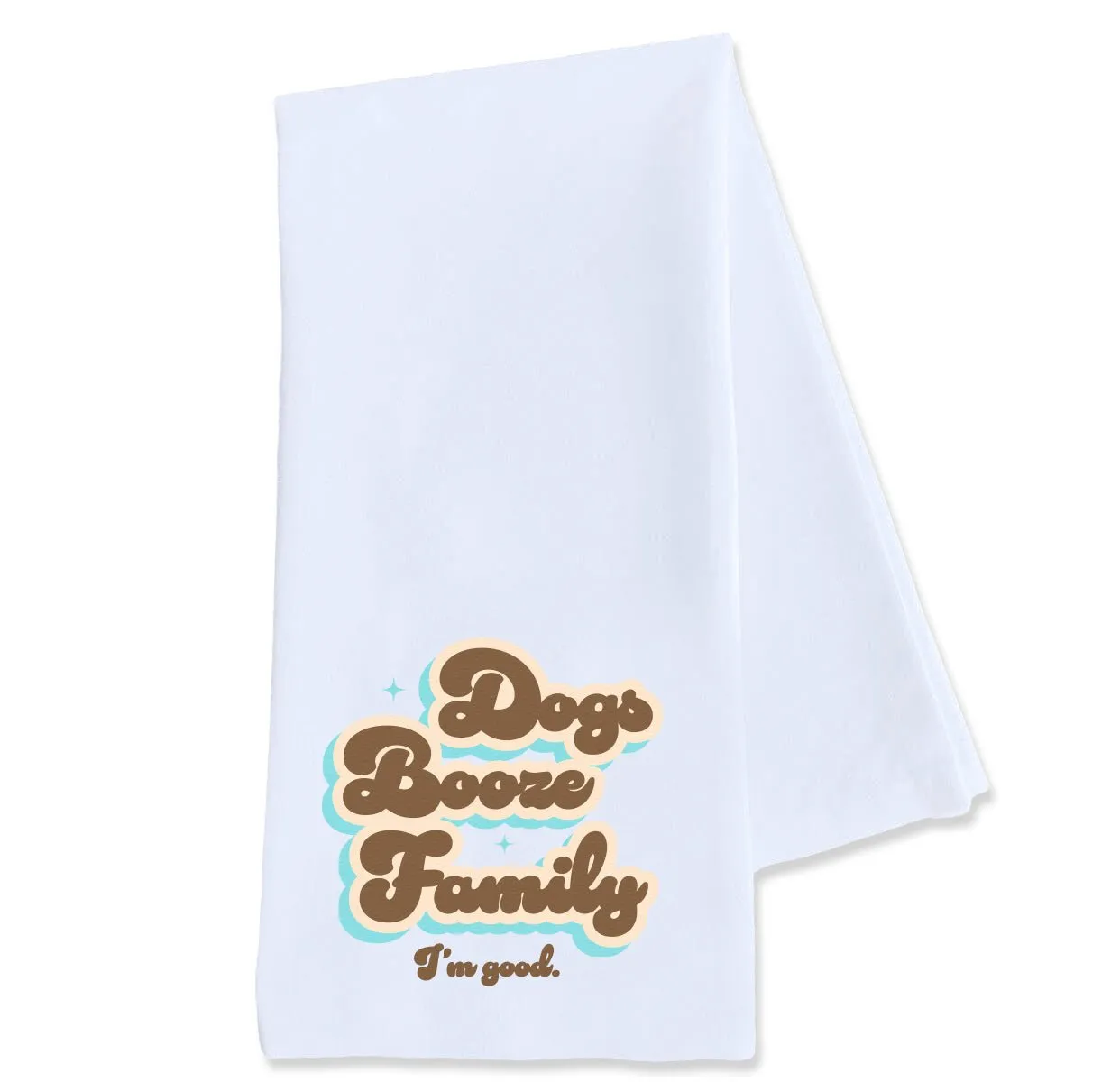 Dogs Booze Family - Funny Kitchen Tea Towel