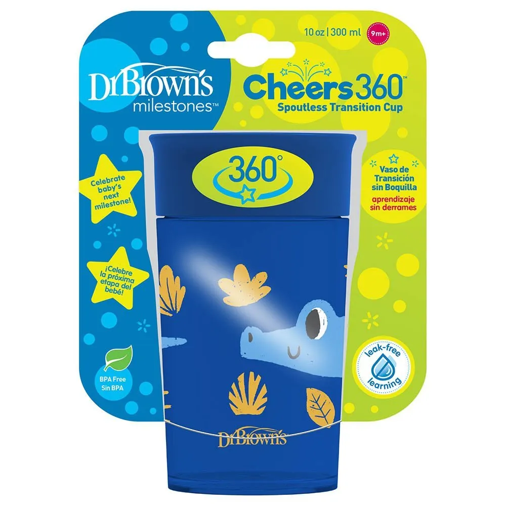 Dr.Brown's Smooth Wall Cheers360 Cup, 10 oz/300 mL - Blue Deco