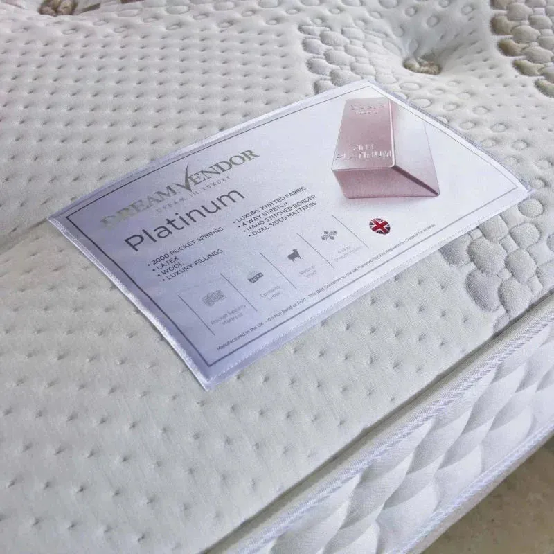 Dream Vendor Platinum 2000 Pocket Sprung Latex Divan Bed Set