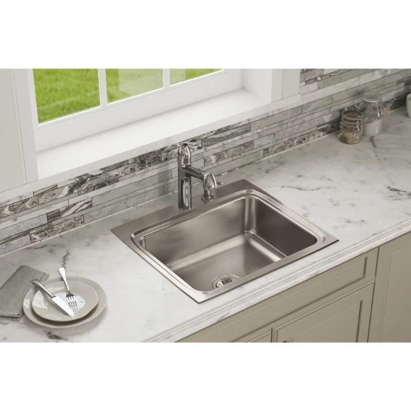 Elkay Lustertone Classic 22" x 25" x 8.13" Single Basin Drop-In Sink