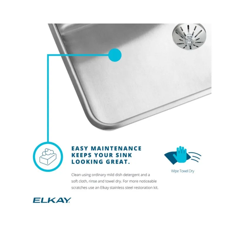 Elkay Lustertone Classic 22" x 25" x 8.13" Single Basin Drop-In Sink