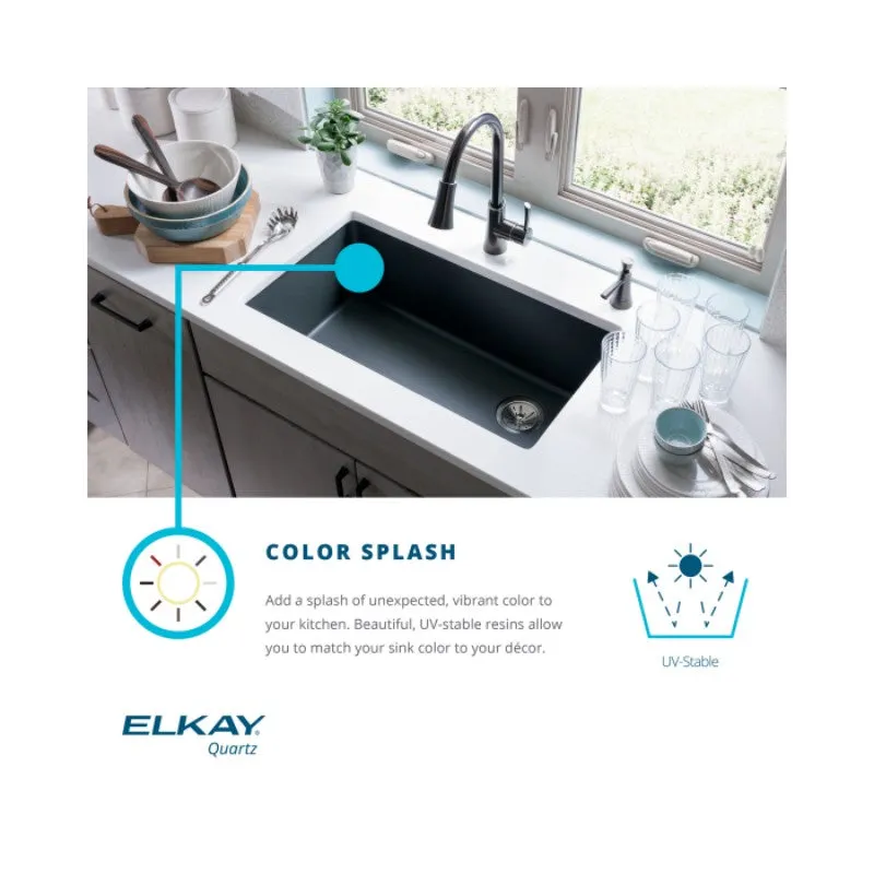 Elkay Quartz Classic 20.88" x 33" x 9.44" Single Basin Drop-In Sink