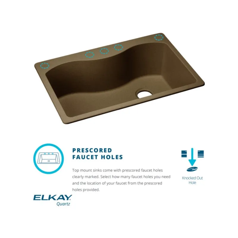 Elkay Quartz Classic 20.88" x 33" x 9.44" Single Basin Drop-In Sink