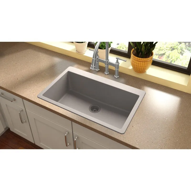 Elkay Quartz Classic 20.88" x 33" x 9.44" Single Basin Drop-In Sink