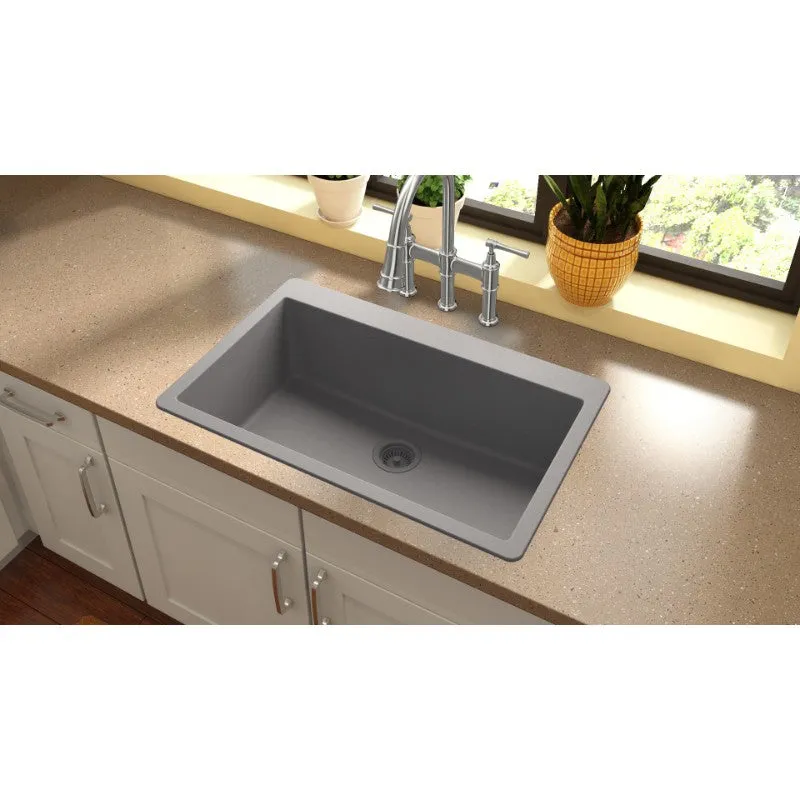 Elkay Quartz Classic 20.88" x 33" x 9.44" Single Basin Drop-In Sink