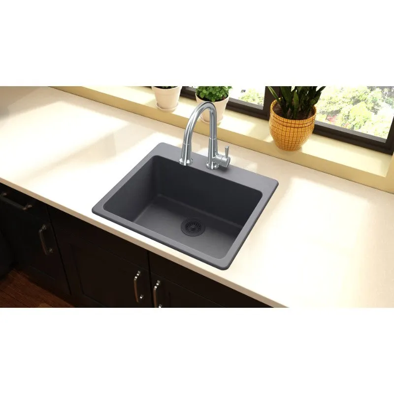 Elkay Quartz Classic 22" x 25" x 9.5" Single Basin Drop-In Sink