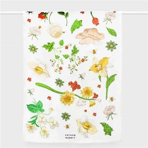 Father Rabbit Vintage Wallpaper Tea Towel